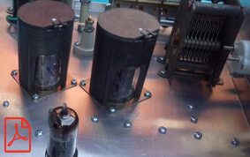 75 watt AM tube valve shortwave transmitter circuit diagram with 12BY7A oscillator, QQV03-10 and 2 x GU-50 amplifier